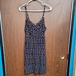 Reitmans Size L Black Multicolor Polka Dot Midi Dress